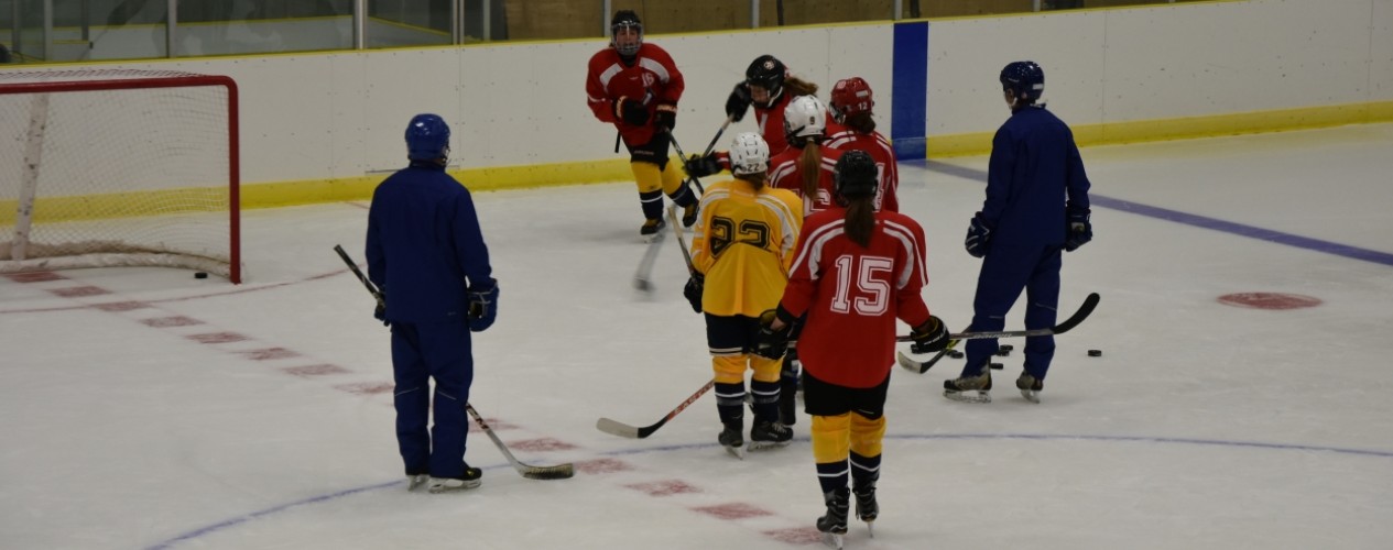 Junior Female Hockey On The Ice