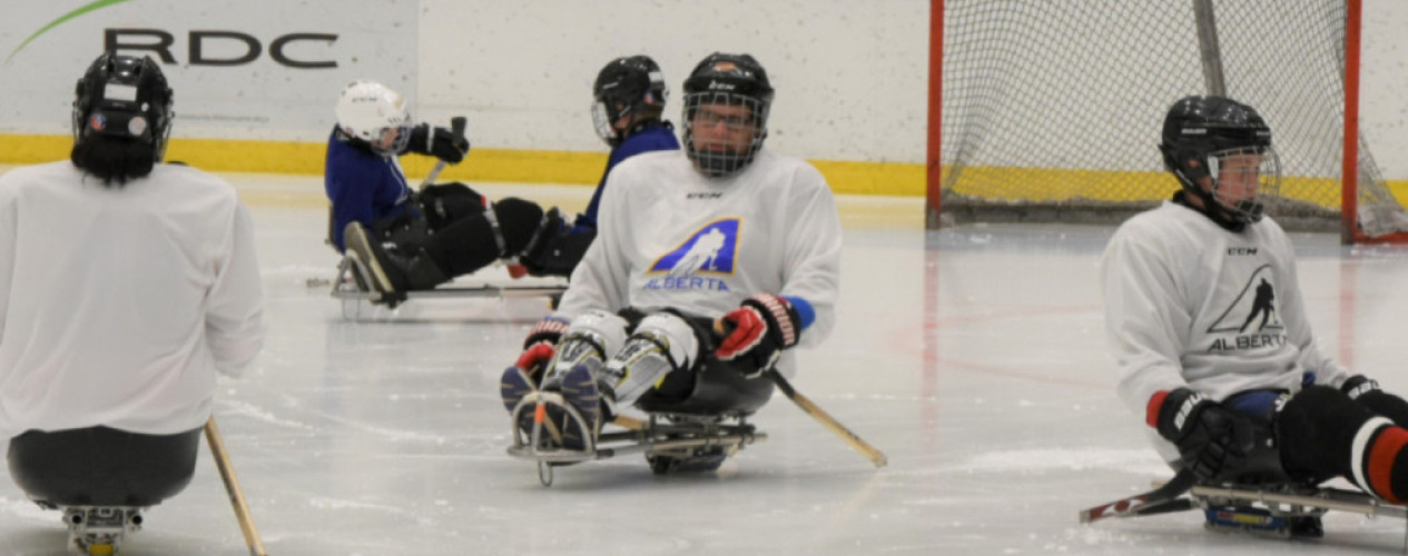 Image: Kids playing para hockey